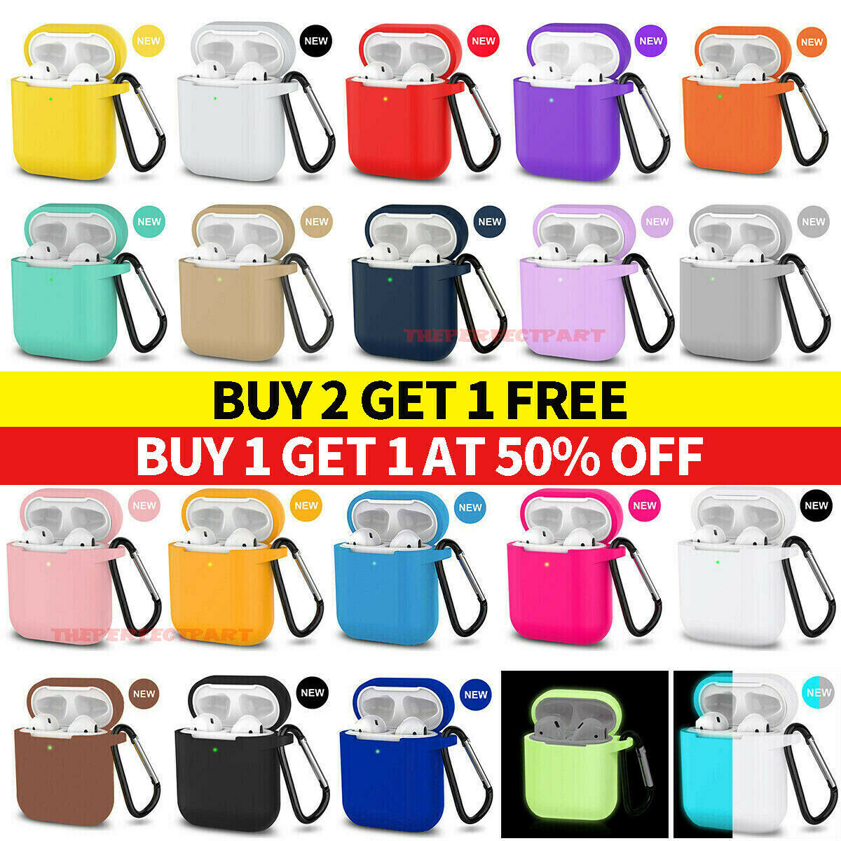 For Apple Airpods Case 1 2 Silicone Protector Shockproof Full Cover + Keychain